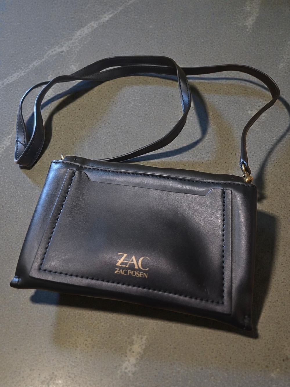 ZAC Zac Posen Black Crossbody Bag with Gold Hardware - Picture 2 of 5
